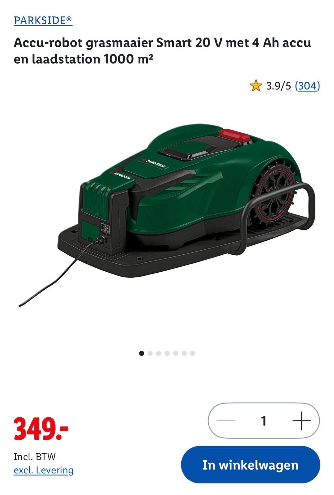 PARKSIDE Accu-robot grasmaaier Smart 20V 4Ah 1000m², Tuin en Terras, Grasmaaiers, Ophalen, Zo goed als nieuw, Accu-grasmaaier