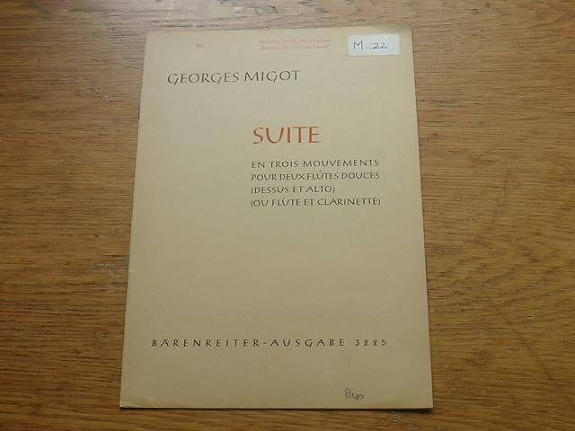 George migot - suite - voor 2 dwarsfluiten, Gebruikt, Klassiek, Dwarsfluit of Piccolo, Ophalen of Verzenden
