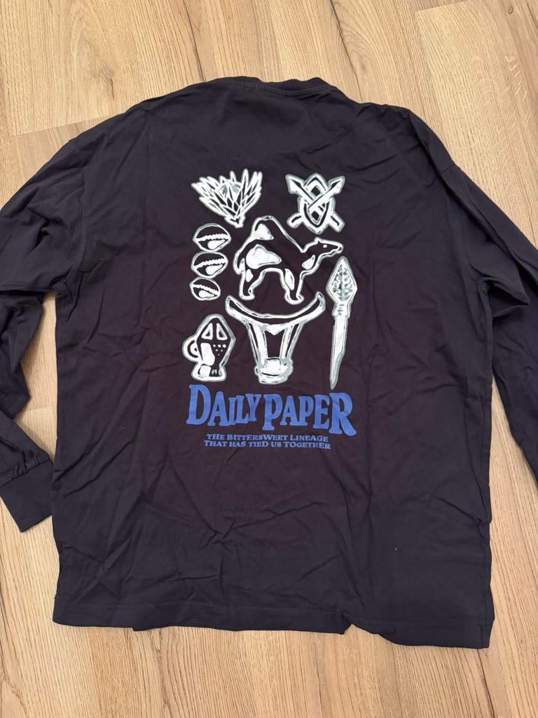 T-Shirt lange mouw, heren Daily paper donker blauw, maat L, Ophalen of Verzenden, Nieuw, Maat 52/54 (L), Blauw