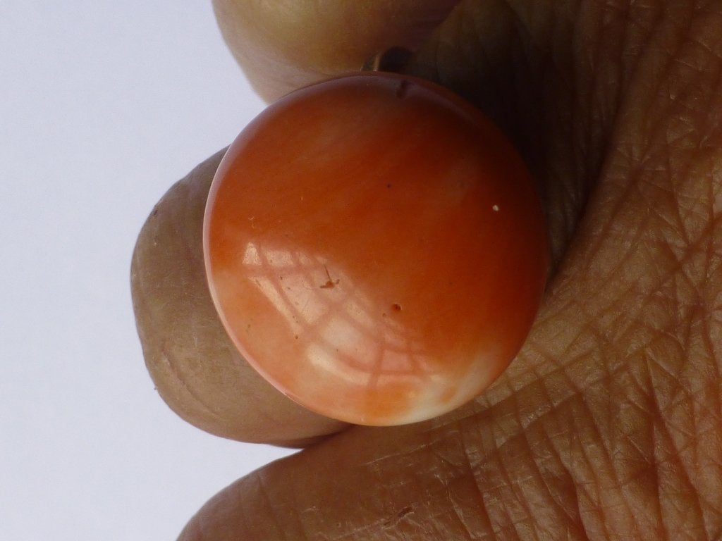 handgemaakte Antieke Zilveren Ring grote bouton Bloedkoraal, Verzenden, Zilver, Ring, Verguld