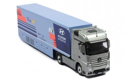 MERCEDES-BENZ ACTROS MPR 2019 HYUNDAI WRC RALLY TRANSPORTER, Hobby en Vrije tijd, Modelauto's | 1:43, Nieuw, Bus of Vrachtwagen