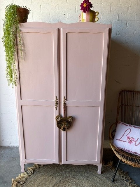 Vintage antiek meidenkast,kledingkast restyled, 100 tot 150 cm, Ophalen of Verzenden, 150 tot 200 cm, Gebruikt