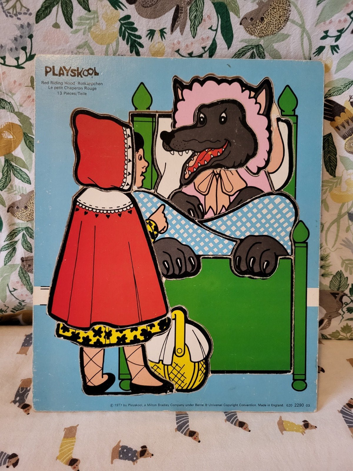 Vintage houten puzzel Playskool: roodkapje, Ophalen of Verzenden, 10 tot 50 stukjes, Gebruikt, Van hout