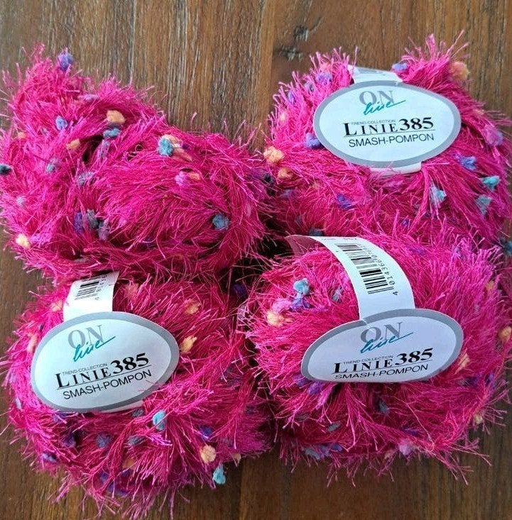 Linie 385 Smash-Pompom garen - 4 bollen roze, Ophalen of Verzenden, Nieuw, Breien of Haken, Wol of Garen