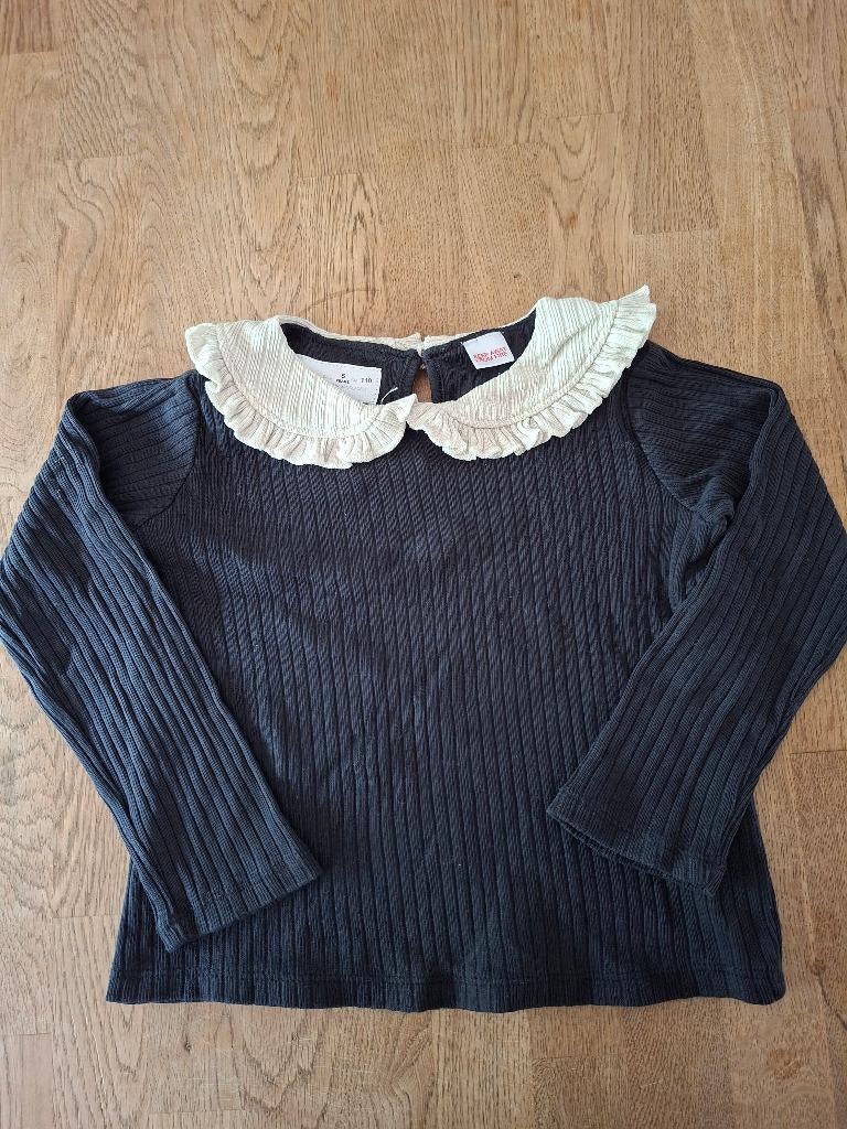 Zara zwarte ribtop met ecru kraag maat 110, Anneonline, Steenbergen, Gebruikt, Meisje