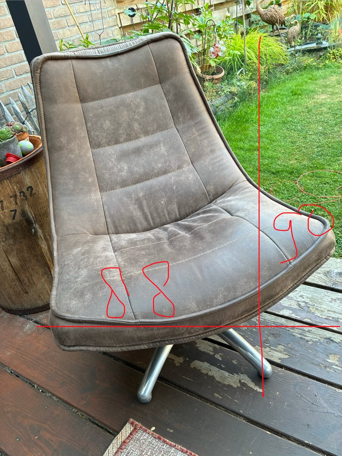 Draai fauteuil, Ophalen, Gebruikt, Minder dan 75 cm, Leer