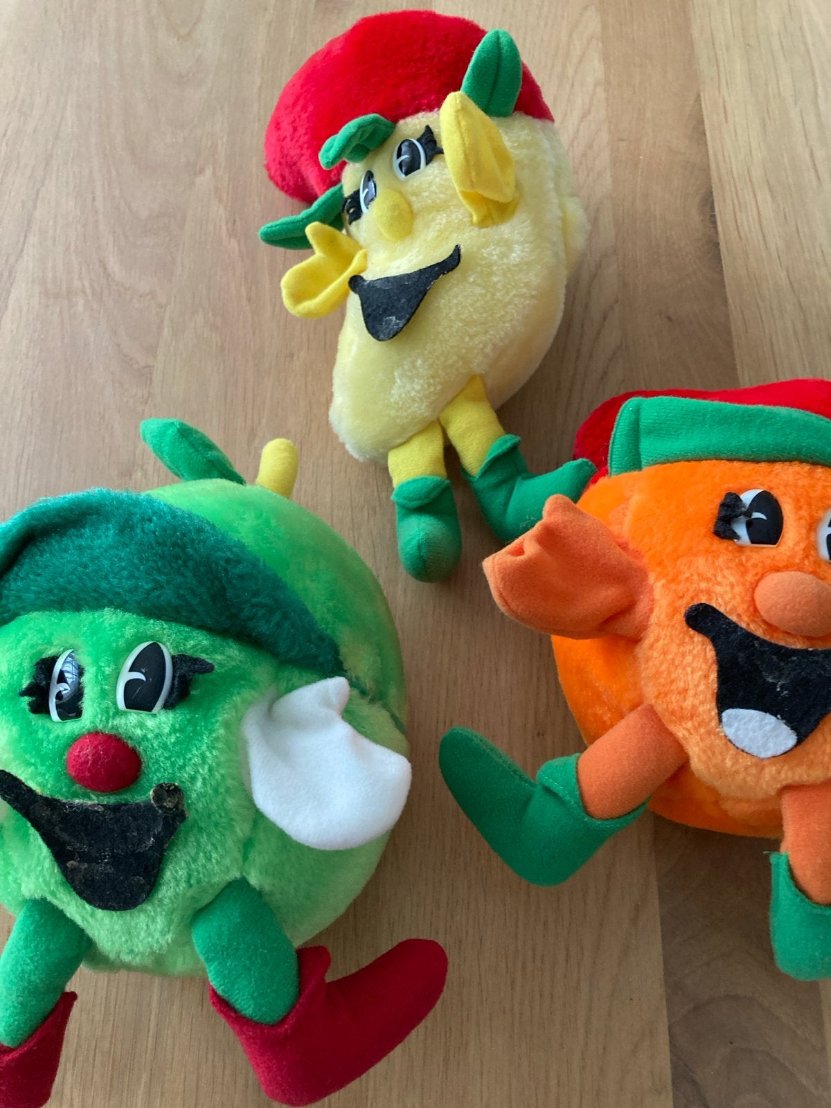 3x Poppenkast Handpoppen: Sinaasappel, Banaan, Appel, Gebruikt, Overige karakters, Overige typen, Ophalen of Verzenden