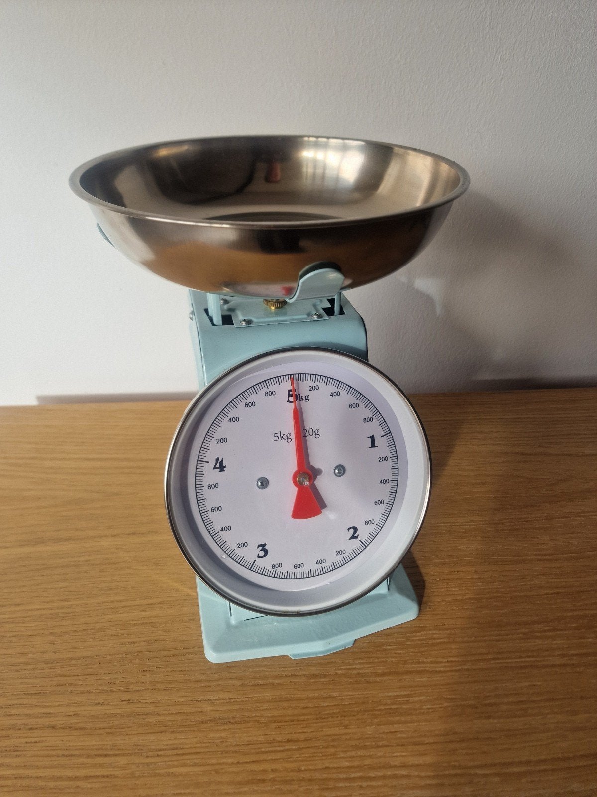 Vintage keukenweegschaal - Lichtblauw, tot 5kg, Ophalen of Verzenden