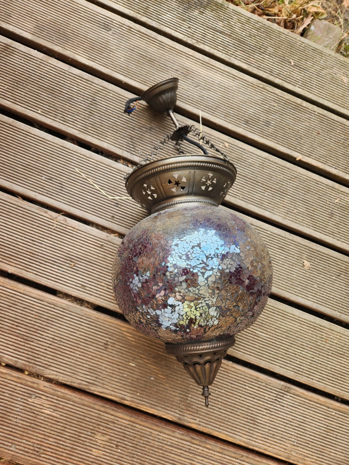 Oosterse Mozaïek Hanglamp - Sfeervolle Verlichting, Huis en Inrichting, Ophalen, Gebruikt, E27 (groot), Glas