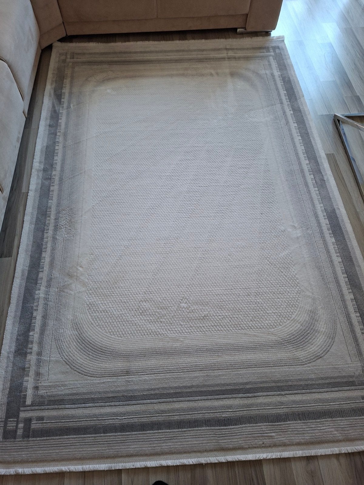 Modern rechthoekig vloerkleed - grijs/beige, 100 tot 150 cm, Grijs, Ophalen of Verzenden, Zo goed als nieuw