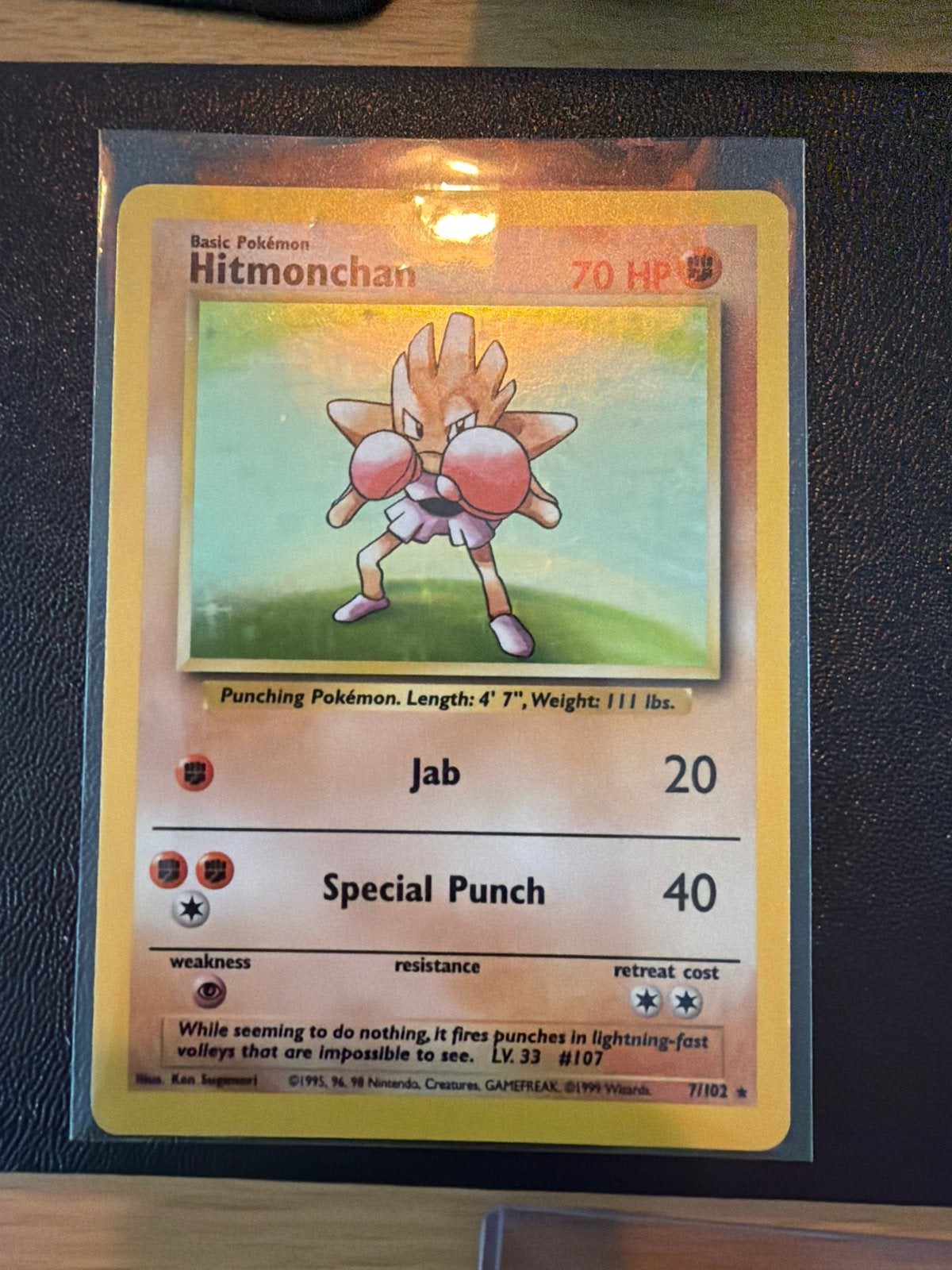 Pokémon Kaart: Hitmonchan (7/102) - Base Set, Ophalen of Verzenden, Gebruikt, Losse kaart