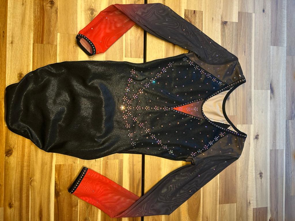 Sparkle & Dream Turnpakje Lange Mouwen AME Zwart-Rood, Sport en Fitness, Turnen, Zwart, Ophalen of Verzenden, Zo goed als nieuw