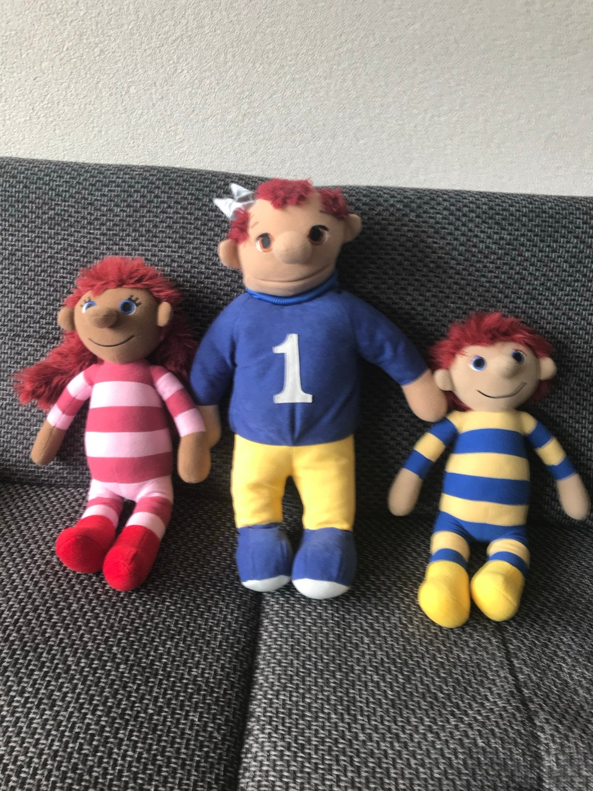 3 knuffels Sassa,Toto en Koning Koos, Ophalen, Gebruikt, Overige typen, Middelgroot (20 tot 80 cm)