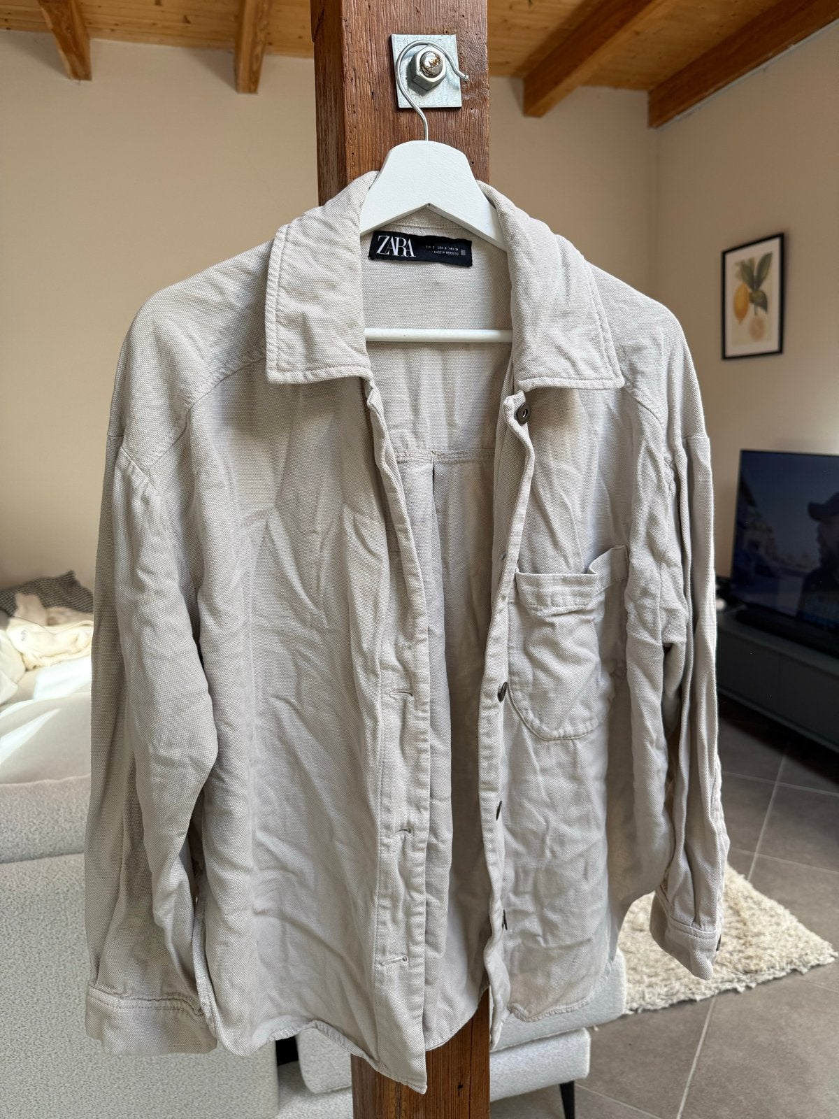 Zara Overshirt Beige Maat S, Kleding | Dames, Ophalen of Verzenden, Zo goed als nieuw, Maat 36 (S), Beige