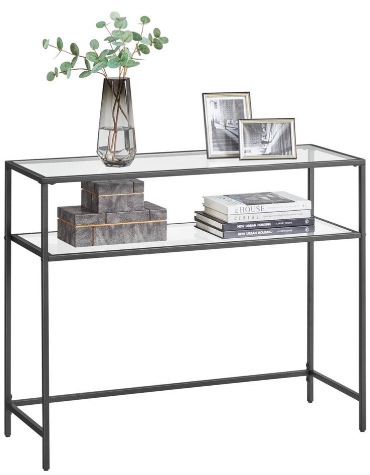 Glazen console sidetable wandtafel zwart, Huis en Inrichting, Tafels | Sidetables, Ophalen, 100 tot 150 cm, Zo goed als nieuw