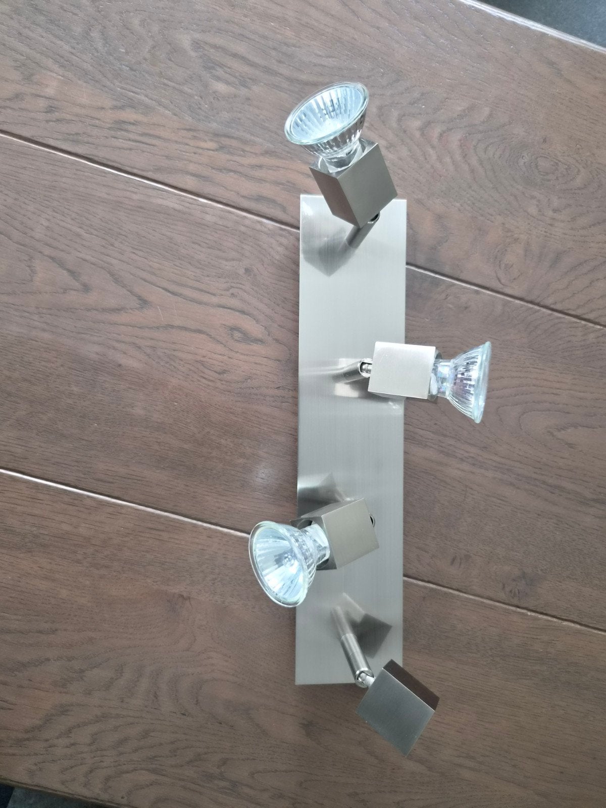 Moderne RVS Plafondspot met 4 Verstelbare Spots, Ophalen, Halogeen, Gebruikt, GU10