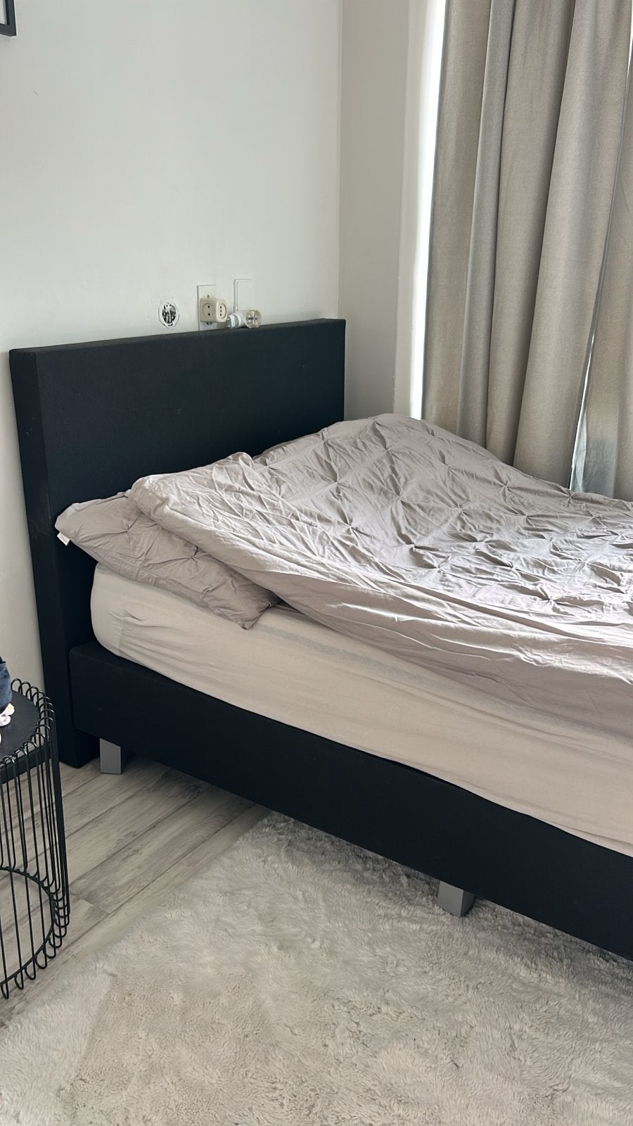 Boxspring twijfelaar 120x200 cm inclusief matras, Ophalen, Gebruikt, Zwart, Twijfelaar