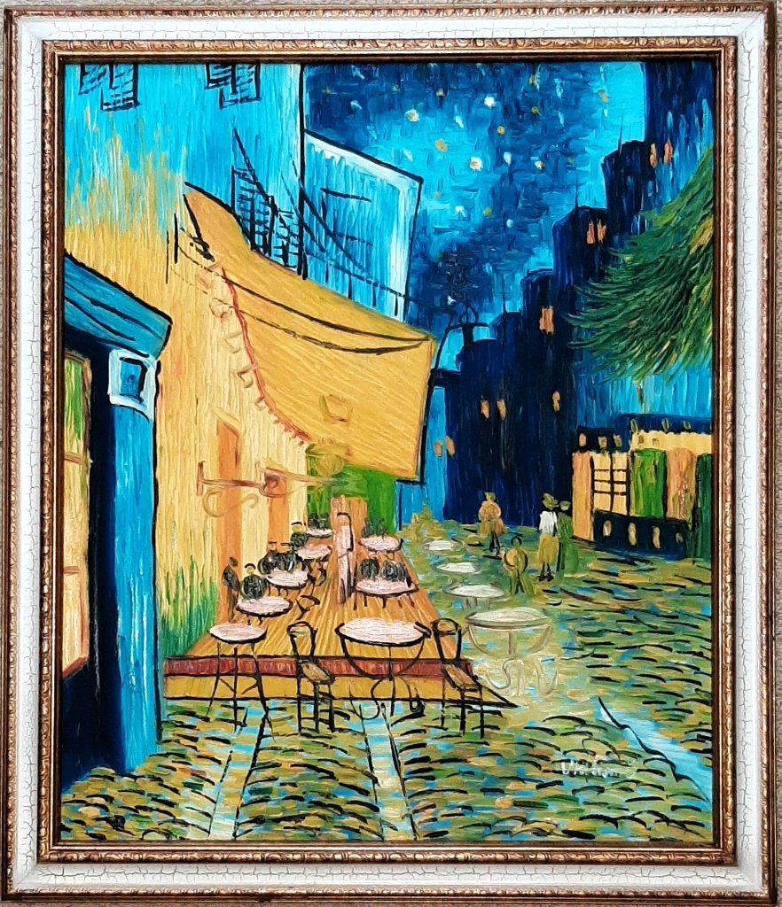 Night Cafe (naar Vincent van Gogh) - Olieverf, Ophalen of Verzenden, Gesigneerd, Olieverf