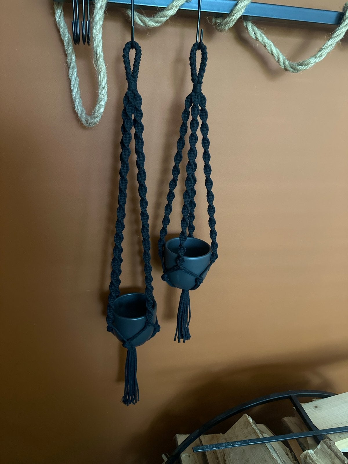 Handgemaakte Macramé Plantenhangers - Boho Ibiza Stijl, Overige materialen, Ophalen of Verzenden, Minder dan 25 cm, Overige vormen