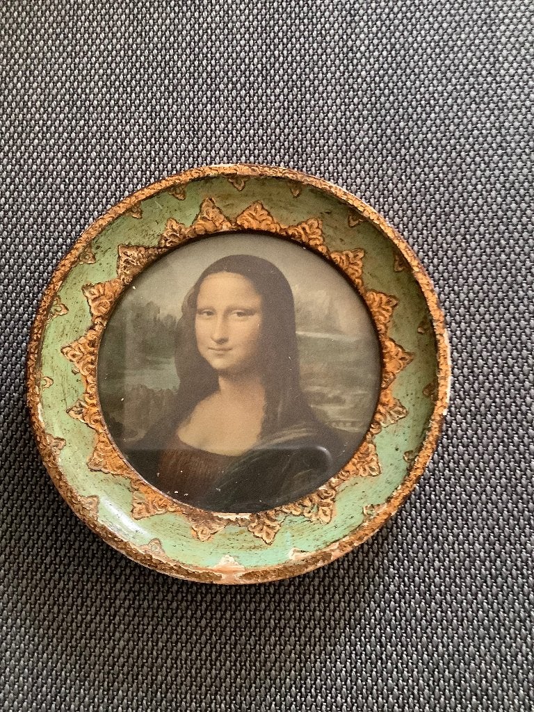 Italiaans houten medaillon wandbord Mona Lisa uit jaren 50, Antiek en Kunst, Ophalen