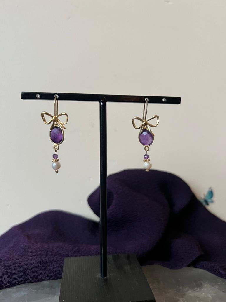 AKOYA zoutwater parel amethist geluk intuïtie magie uniek, Hangers, Paars, Nieuw, Ophalen of Verzenden