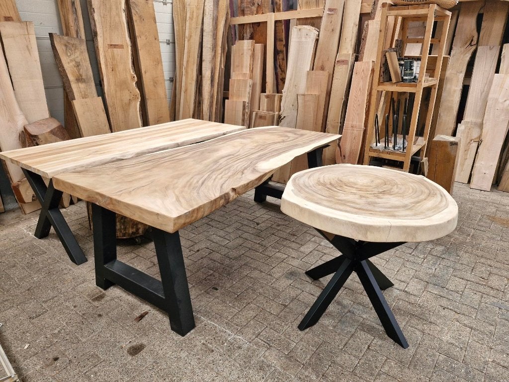 Boomstam tafels en ronde schijven van suar, teak eiken enz, Ophalen, Kersenhout, Vierkant, Nieuw