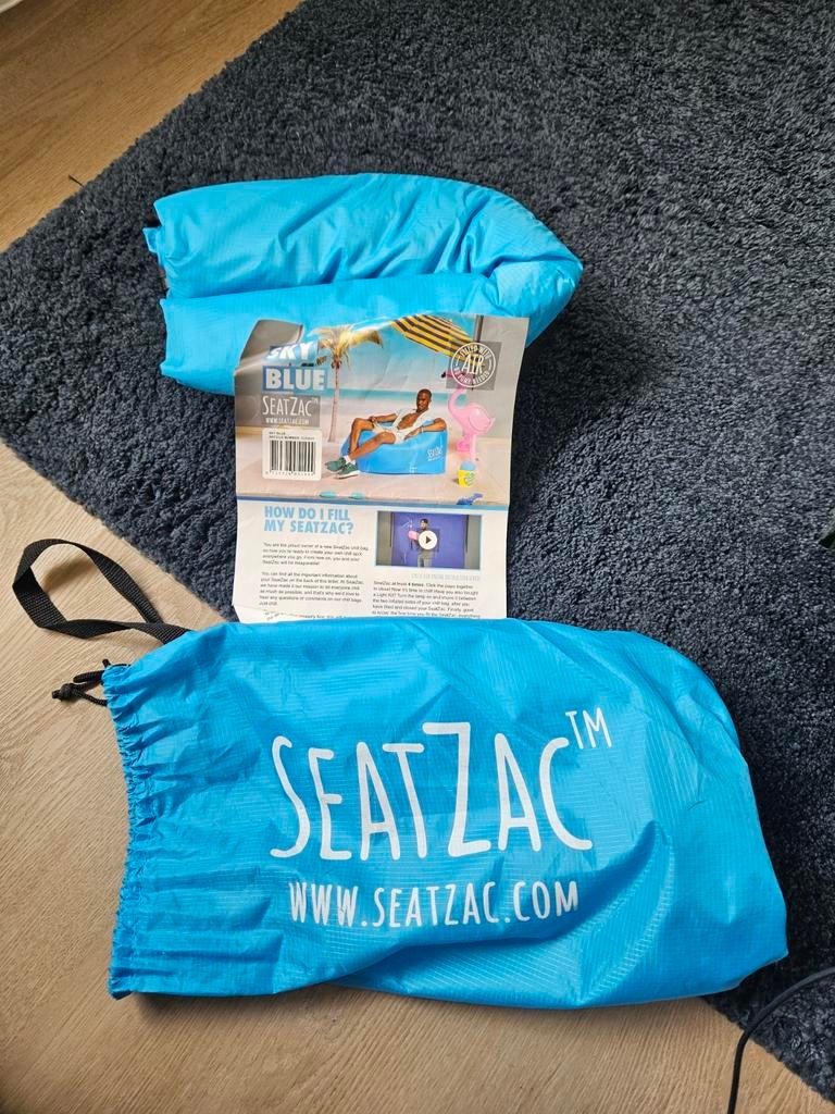 SeatZac opblaasbare loungebank - Blauw, Eenpersoons, Blauw, Ophalen of Verzenden, Zo goed als nieuw