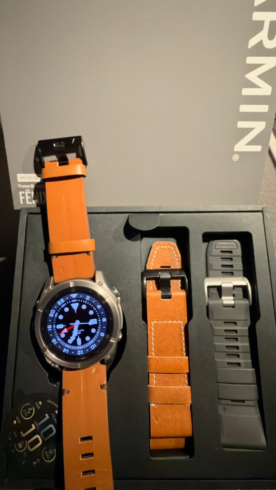 Garmin Fenix 8 51mm sapphire Amoled Titanium., Ophalen, Stappen, Zo goed als nieuw, Waterdicht