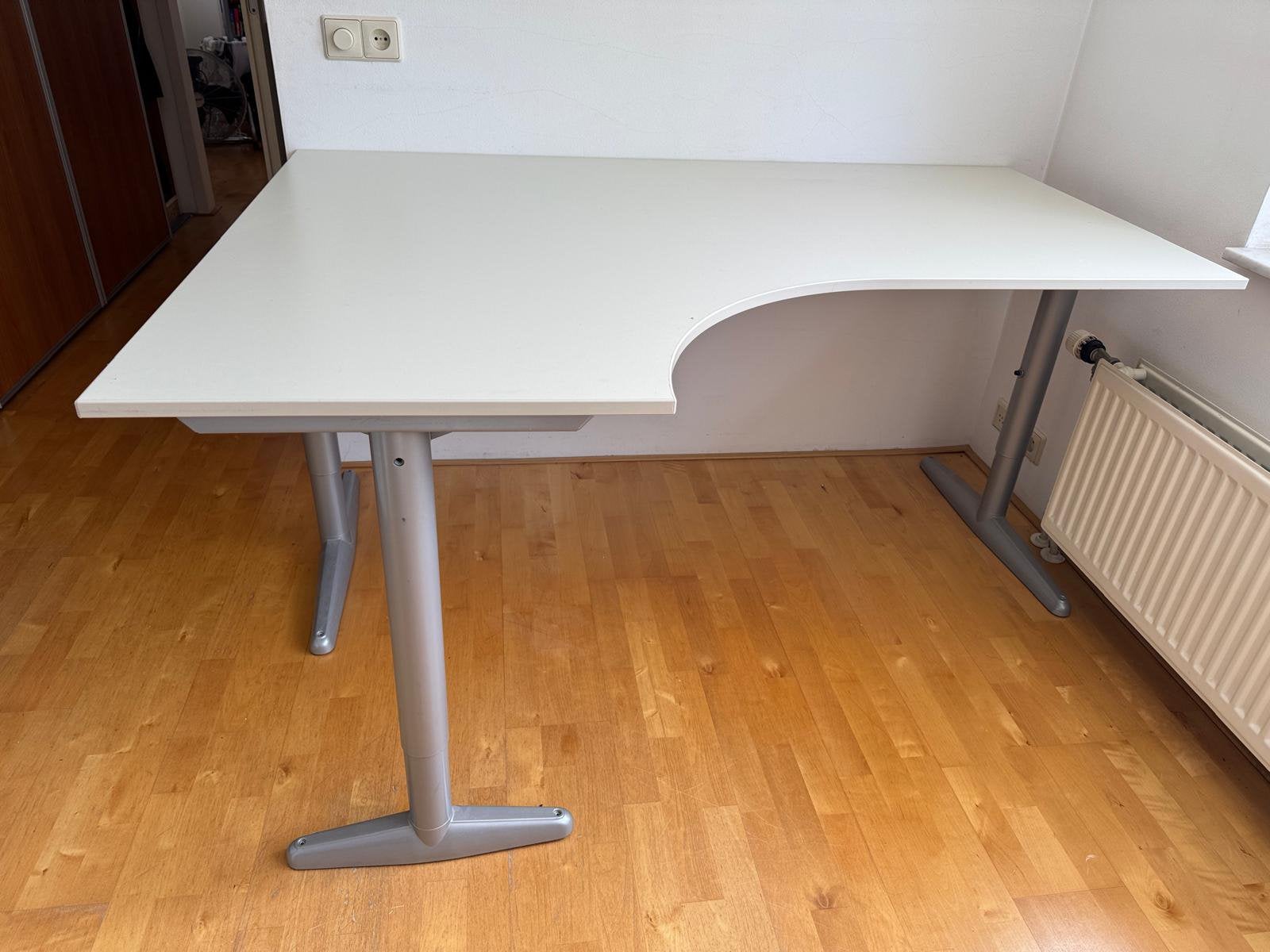 Bureau wit hout en metalen onderstel, Ophalen, Zo goed als nieuw