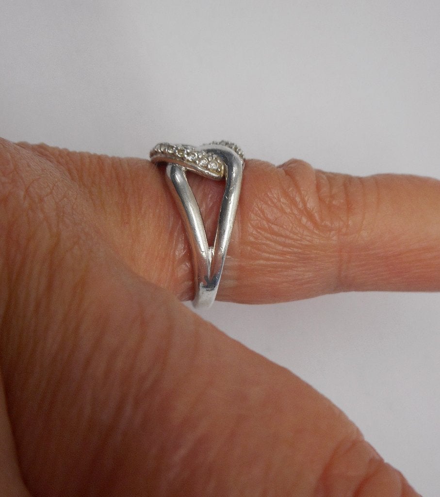 Mooie zilveren ring met steentjes maat 16.5 nr.192, Verzenden, Dame, Zilver, Zilver