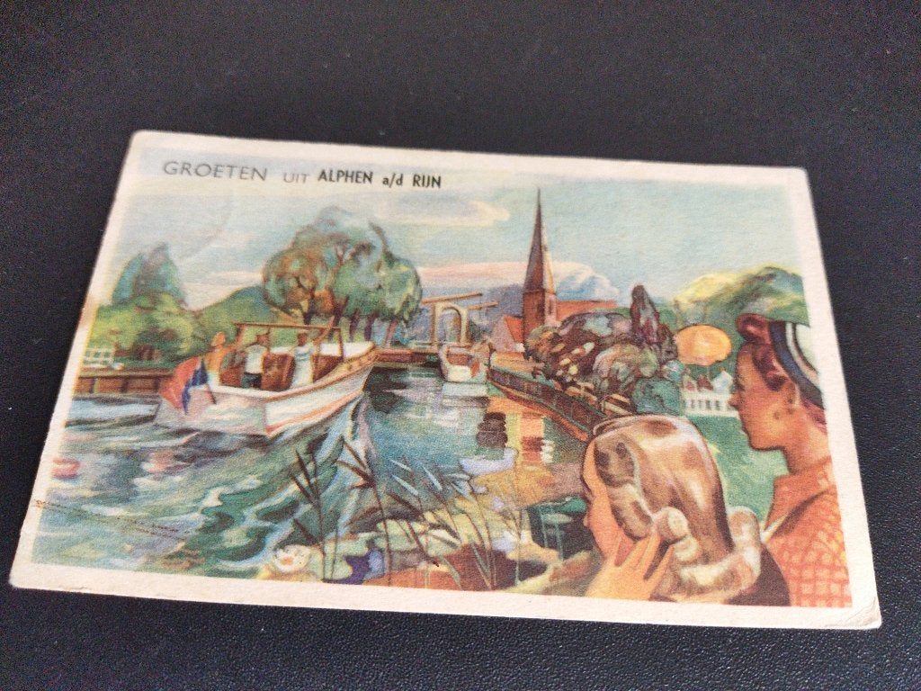 Vintage ansichtkaart Alphen aan den Rijn, Verzamelen, Ansichtkaarten | Nederland, Ophalen of Verzenden, 1940 tot 1960, Gelopen