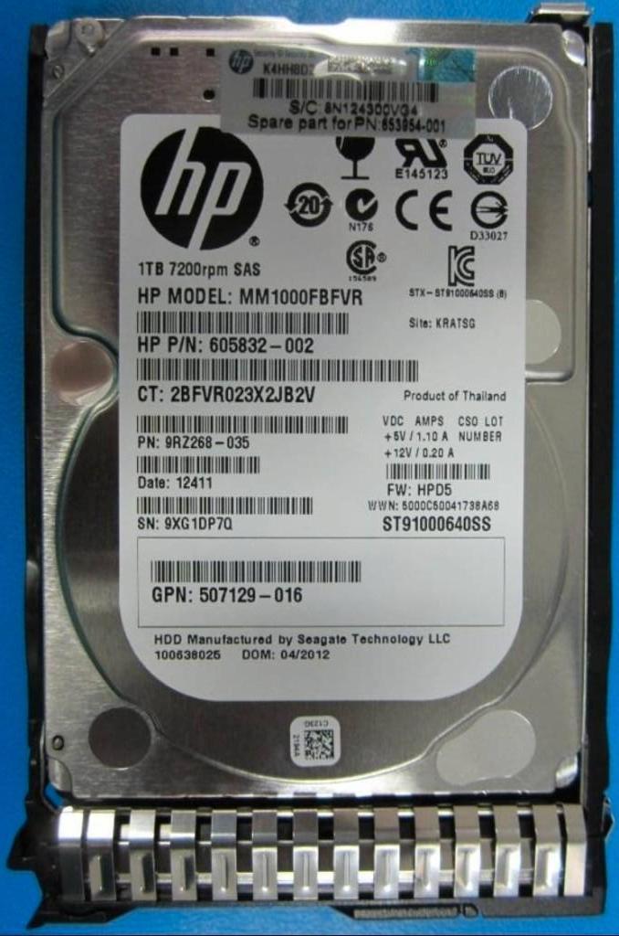 HPE 1TB MM1000GFJTE 2.5 inch SAS 605832-002 Used, Intern, Gebruikt, SAS, Server