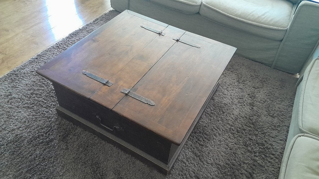 koloniale deken kist / tafel bruin hout, Huis en Inrichting, Woonaccessoires | Kisten, Gebruikt, 5 – 50, 75 tot 100 cm, 50 tot 100 cm