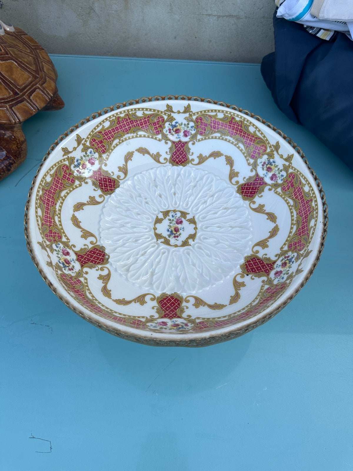 Porseleinen schaal op voet - vintage - Decoratief, Ophalen