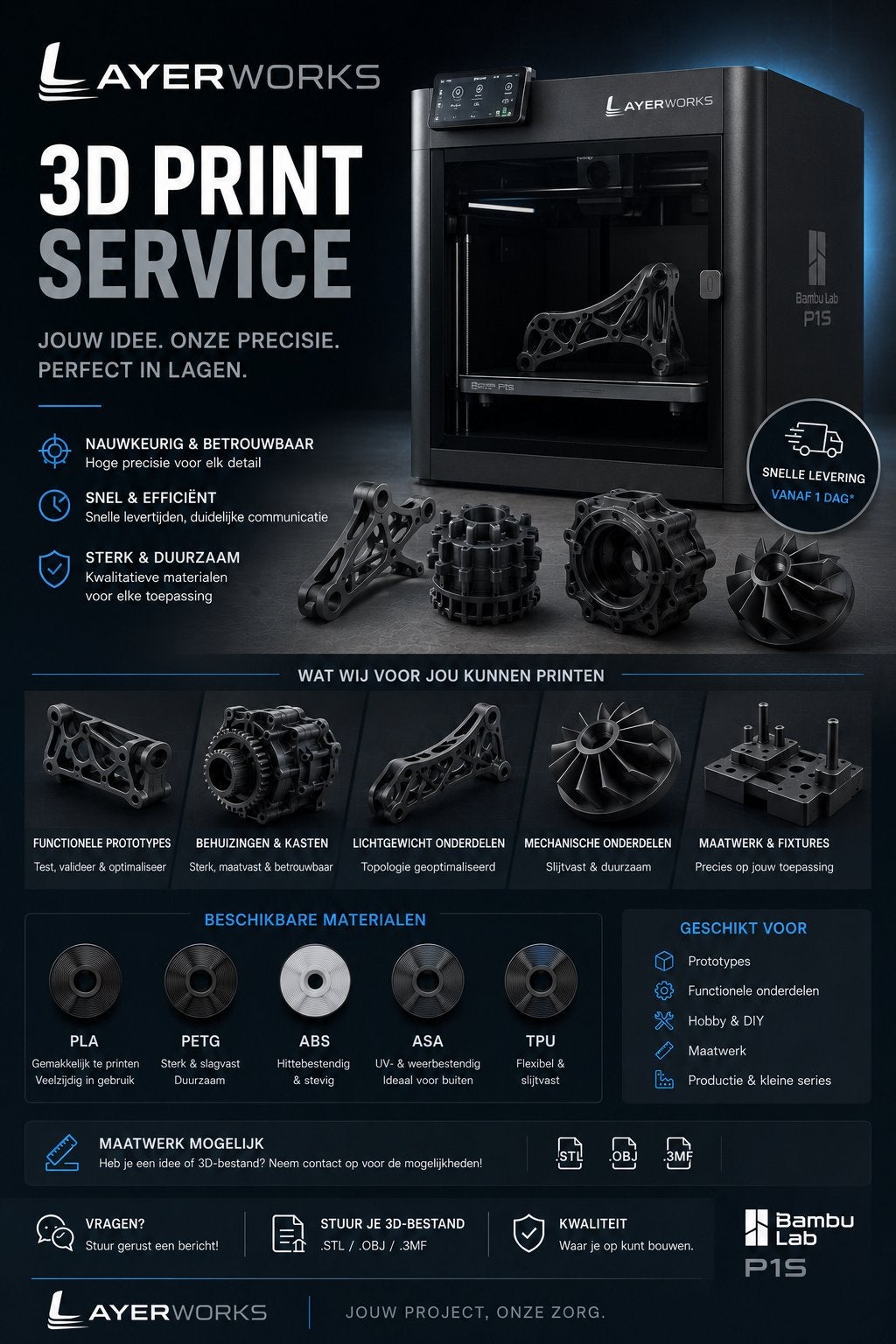 3D Print Service  — Hoge Kwaliteit  | LAYERWORKS, Ophalen of Verzenden, Nieuw