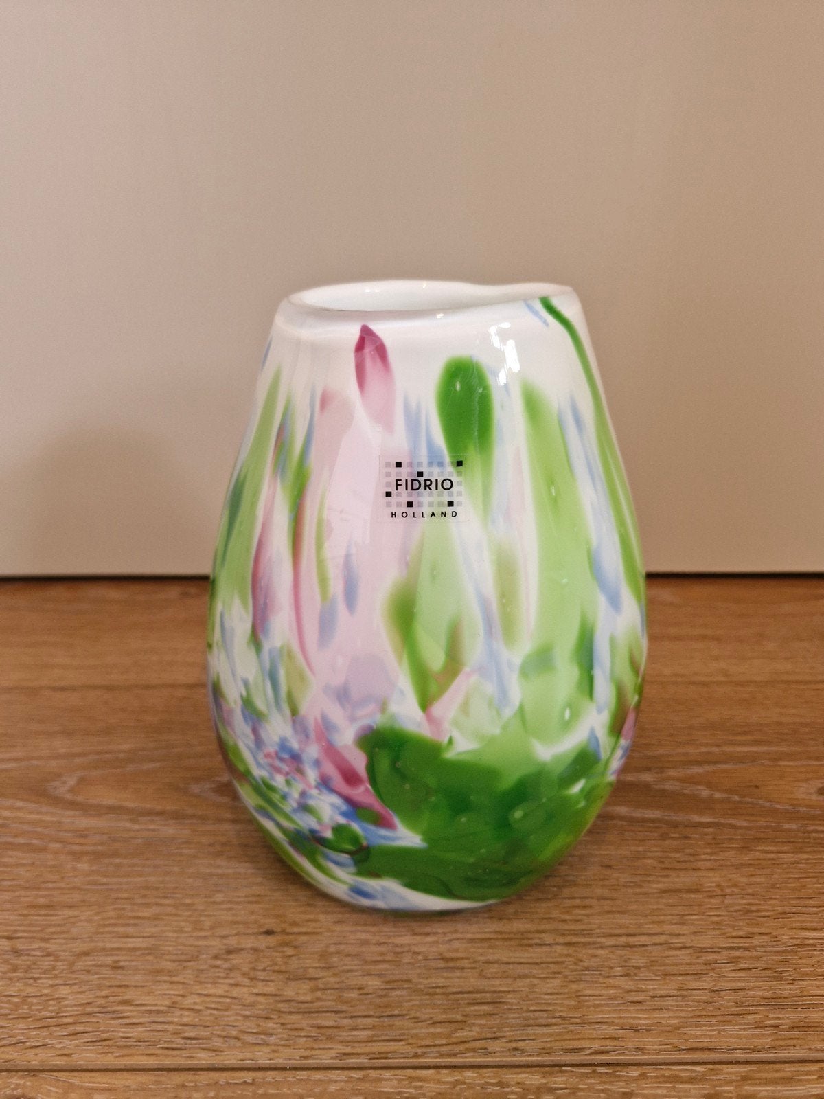 Fidrio Holland Glazen Vaas - Handgeblazen Bloemenpatroon, Antiek en Kunst, Ophalen of Verzenden