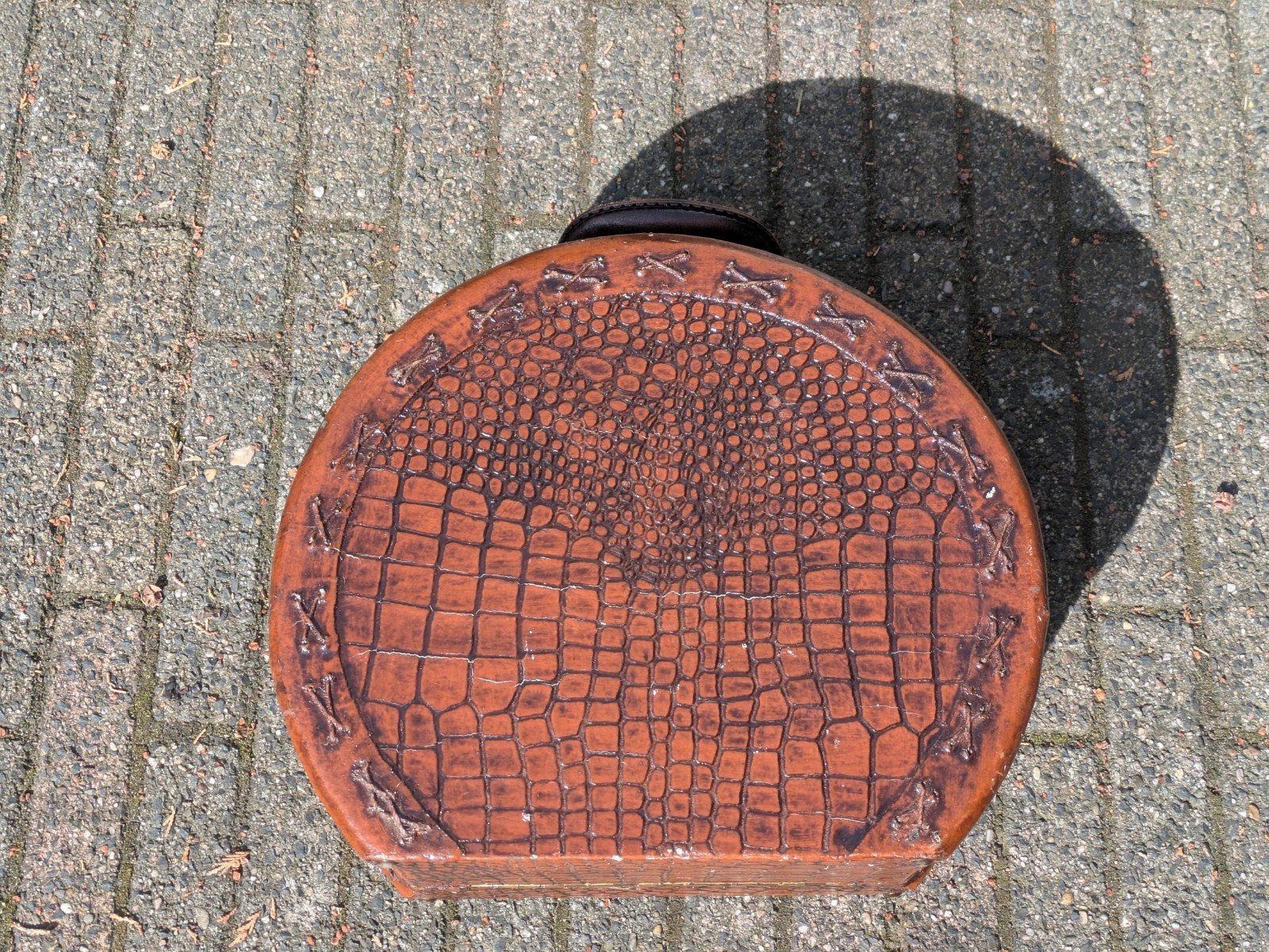 Vintage Koffer Leer Make Up Koffer Toilettas, Gebruikt, Ophalen of Verzenden, Minder dan 35 cm, Minder dan 50 cm