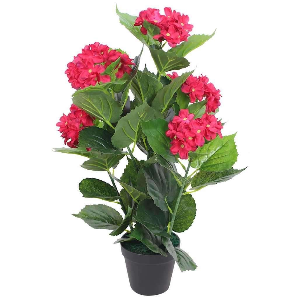 Kunstplant hortensia kamerplant pot 60cm rood GRATIS BEZORGD, Binnen, Verzenden, Met pot of vaas, Nieuw