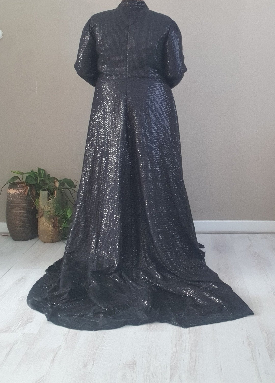 Luxe zwarte glitter galajurk met sleep/ Zwarte galajurk / av, Kleding | Dames, Gelegenheidskleding, Ophalen of Verzenden, Nieuw