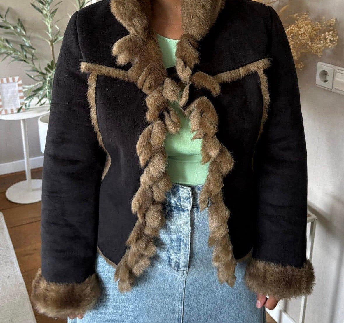 Faux fur jas maat m, Ophalen of Verzenden, Zo goed als nieuw, Zwart