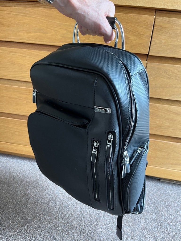 Tumi Kingsford Arrivé rugzak backpack black/chrome, Overige merken, Gebruikt, 25 tot 40 cm, Ophalen of Verzenden