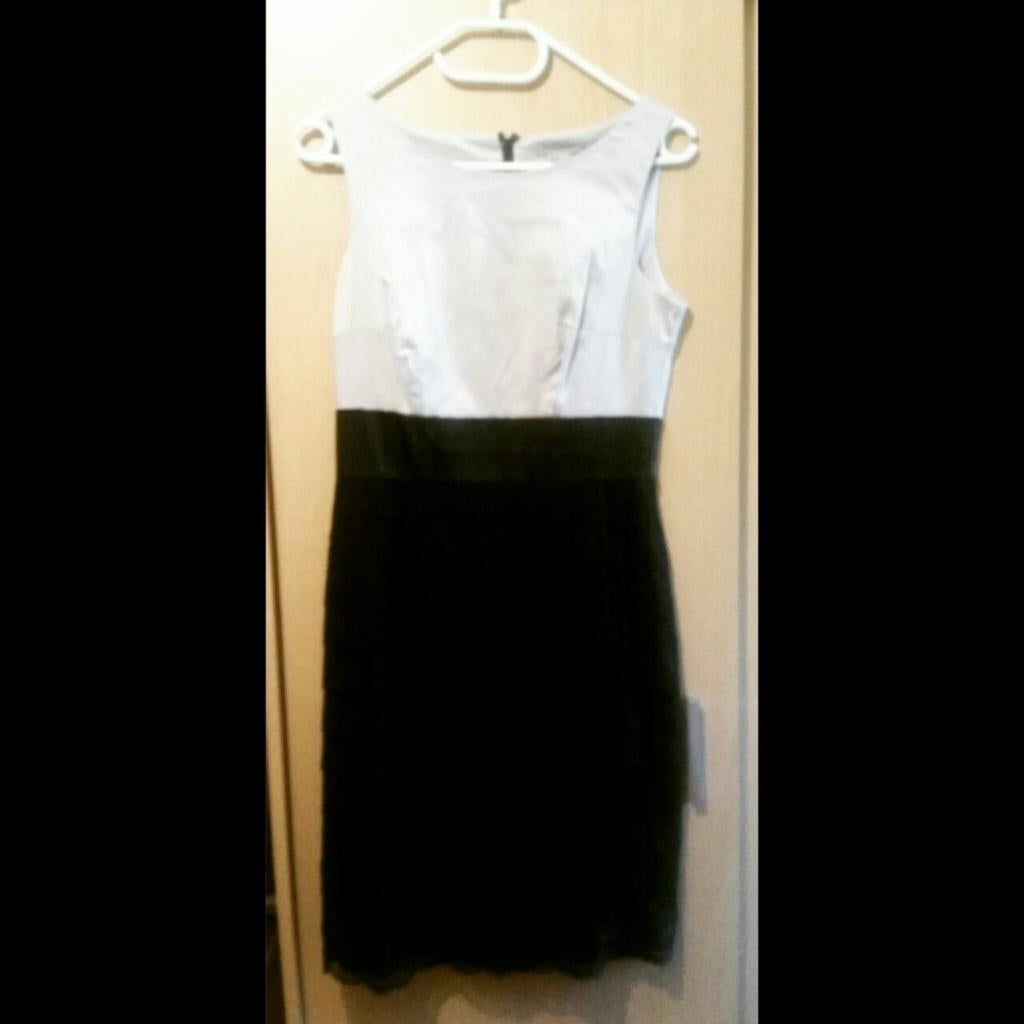 Mouwloze color-block etui jurk / sheath dress, Zwart, Ophalen of Verzenden, Zo goed als nieuw, Maat 36 (S)