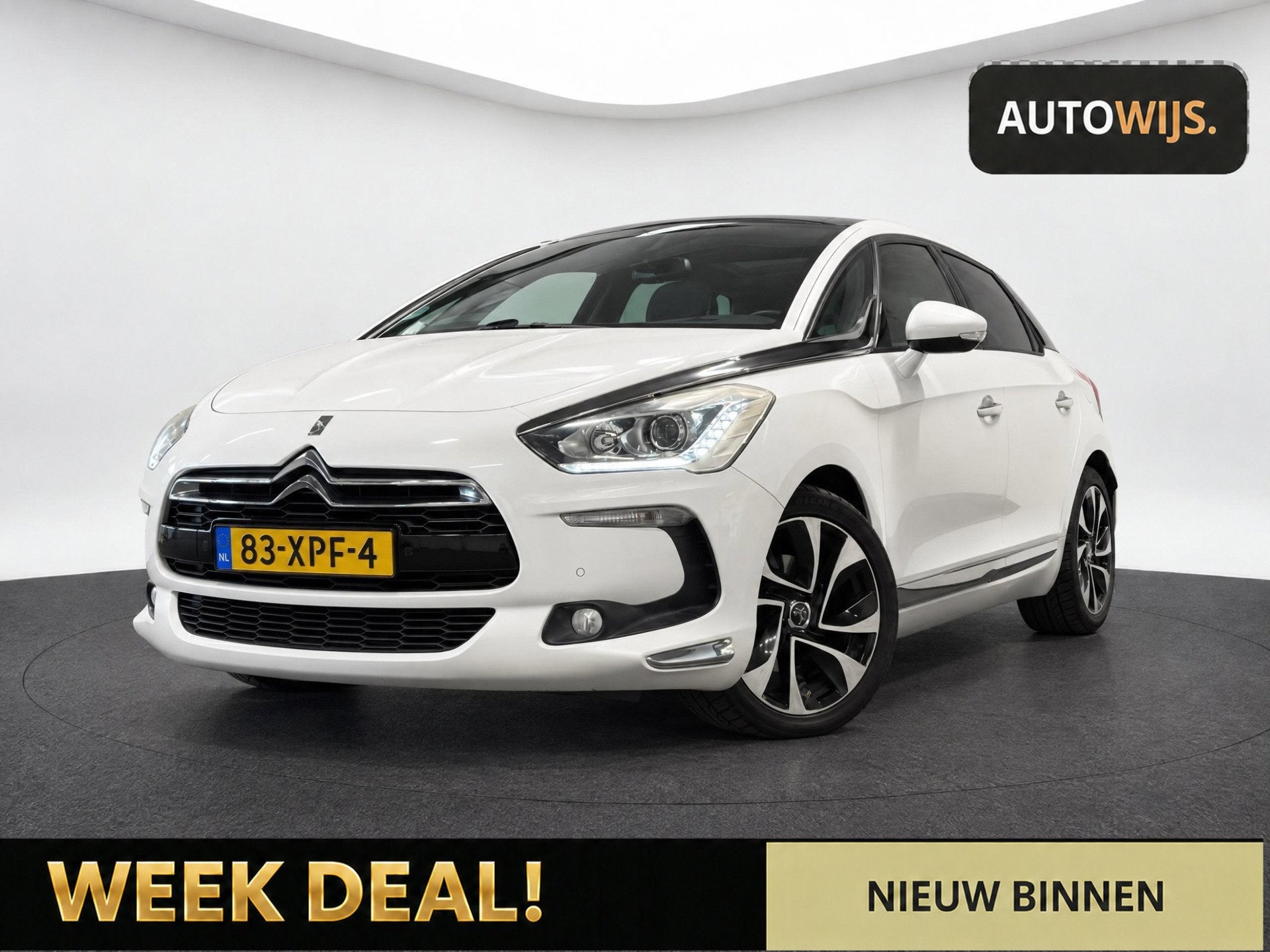 Citroen DS5 1.6 THP So Chic|AUT|LEDER|PANO|HUD|TREKHAAK|LED|, Gebruikt, Zwart, Wit, 1598 cc