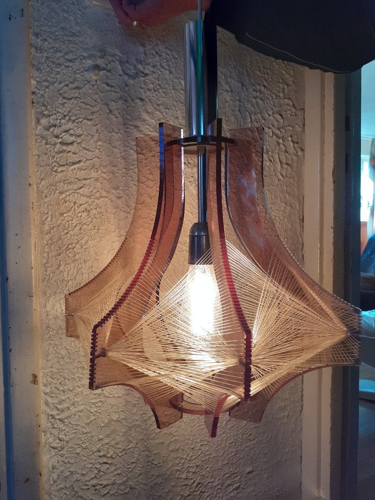 Paul Secon design jaren 70 Sompex hanglamp space age retro, Kunststof, Gebruikt, Jaren 70 space age design vintage retro 1970s seventies