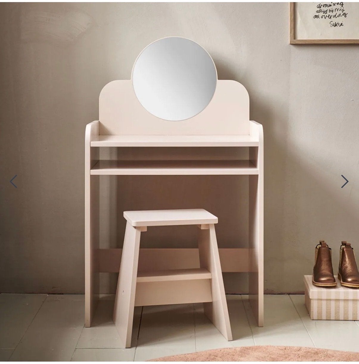 Petite amelie Kaptafel met spiegel en krukje - Roze/Beige