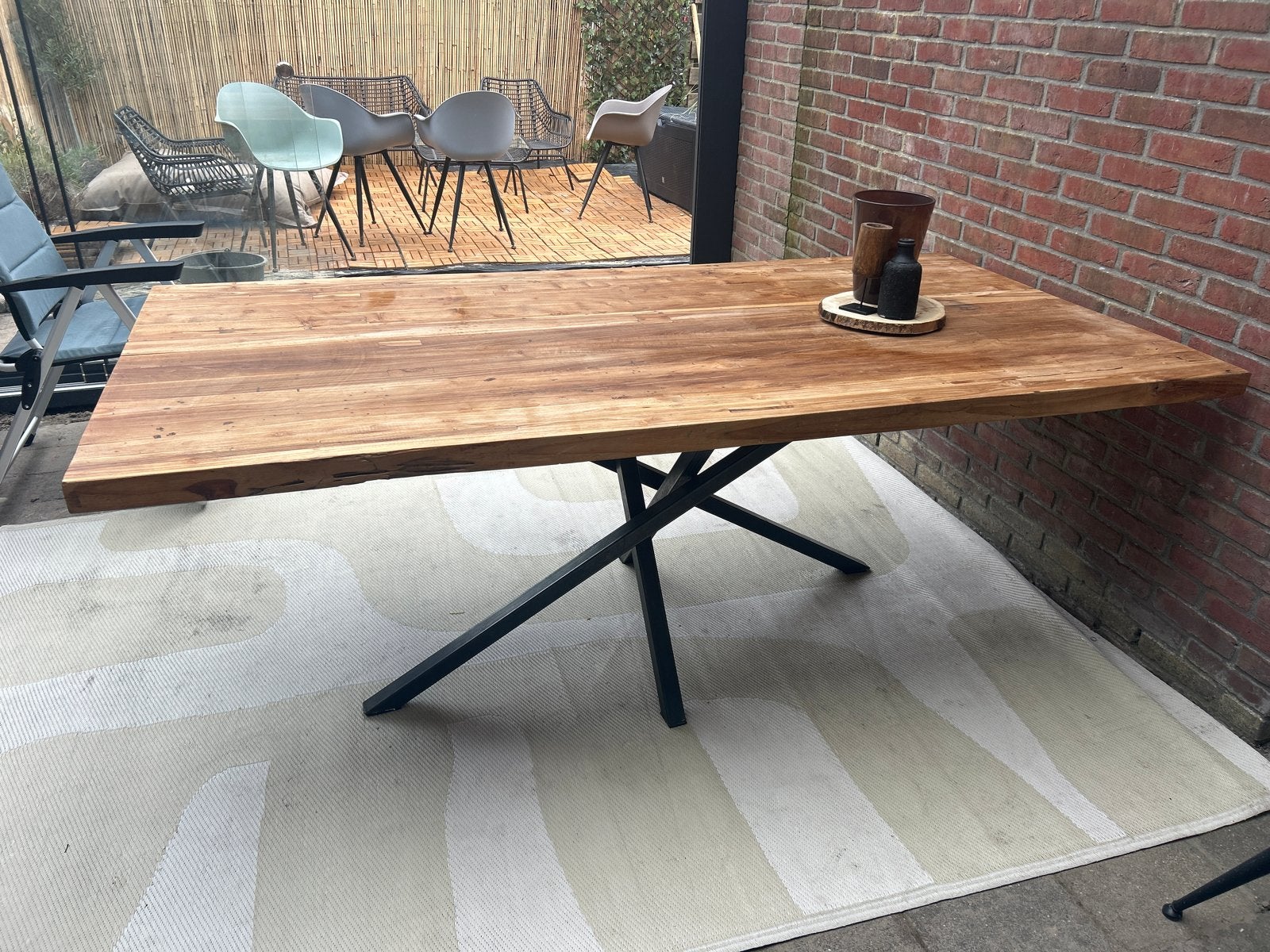 Eettafel eikenblad met Spinpoot, Huis en Inrichting, Ophalen, Gebruikt, 50 tot 100 cm, Vijf personen of meer
