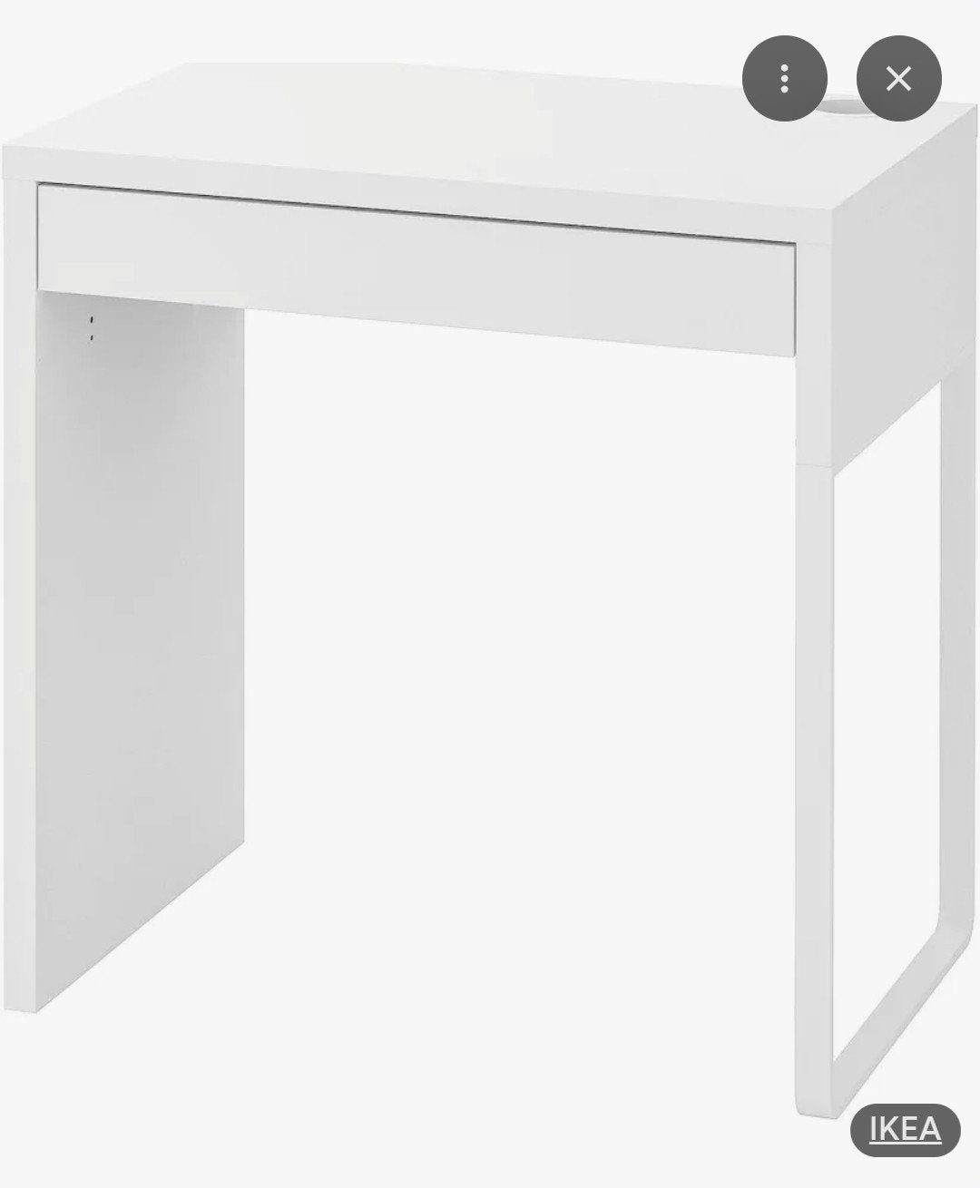 IKEA Micke Bureau Wit Gebruikt en Rode kinderstoel,, Huis en Inrichting, Ophalen, Met lades, Zo goed als nieuw, IKEA