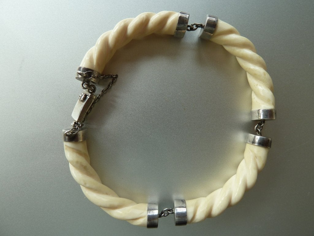 Sterling zilveren armband 4 getorseerde schakels + bakslot, Verzenden, Zo goed als nieuw, Zilver, Zilver