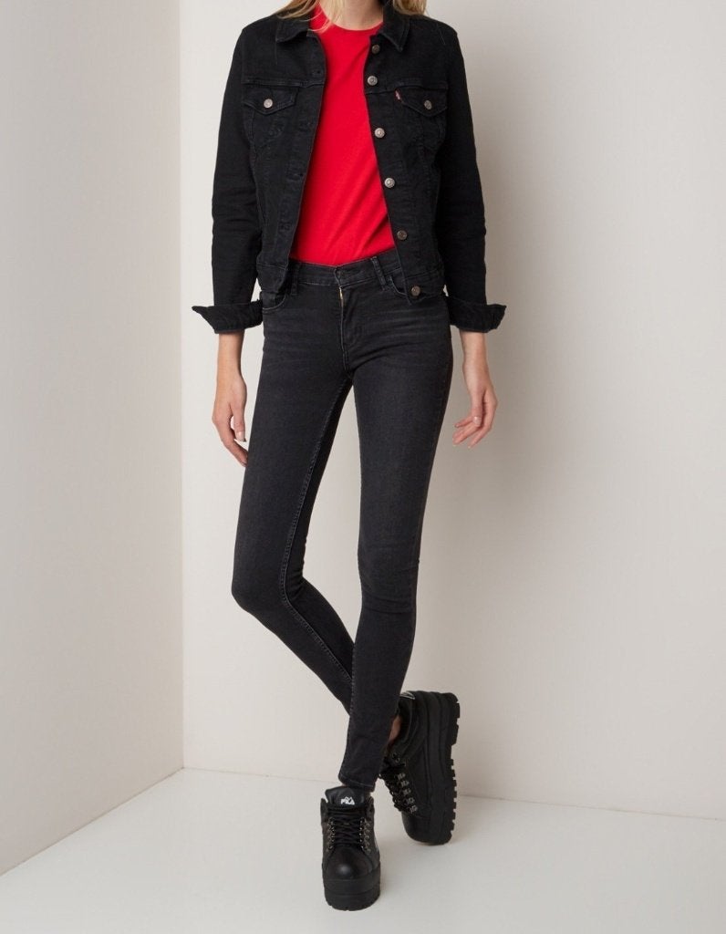 Levi's spijkerjas zwart maat s 36 trucker merk jas levis, Verzenden, Zwart, Zo goed als nieuw, Jasje