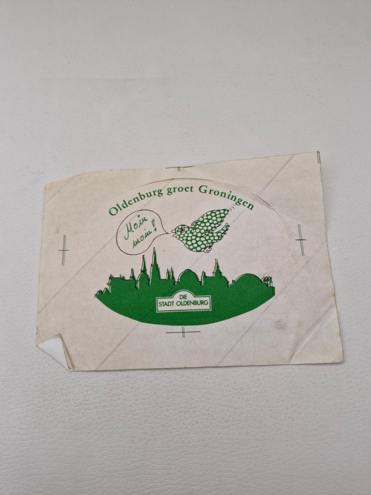 G 057 Sticker Oldenburg groet Groningen - 17 x 12 cm, Ophalen of Verzenden, Gebruikt, Sticker